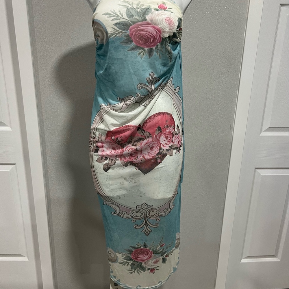 Floral Heart Strapless Dress